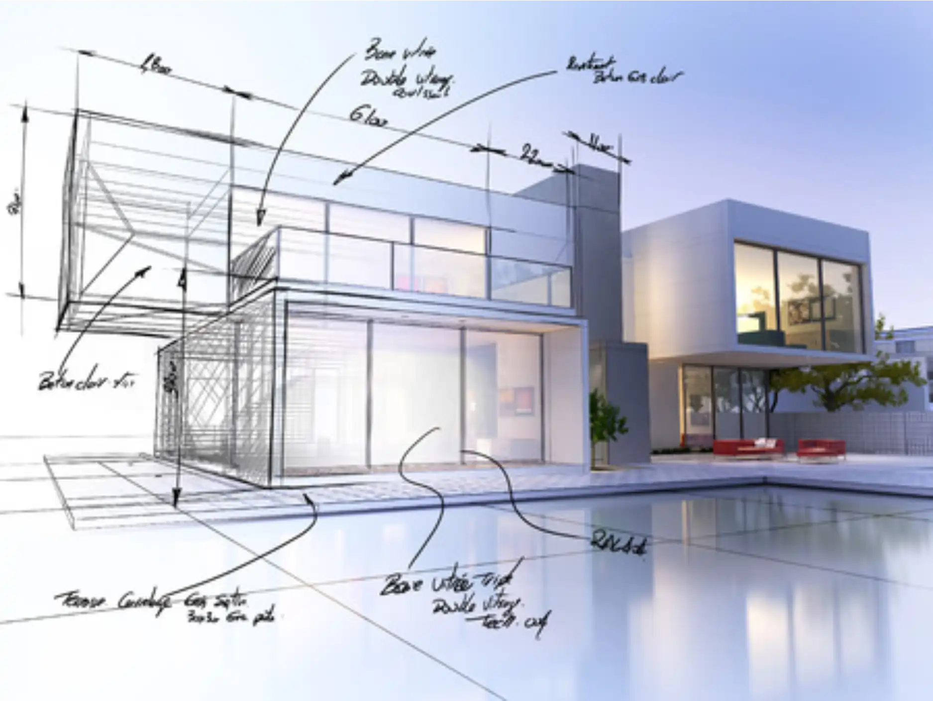 Strona dla architekta — architekt prezentujący projekt w pracowni