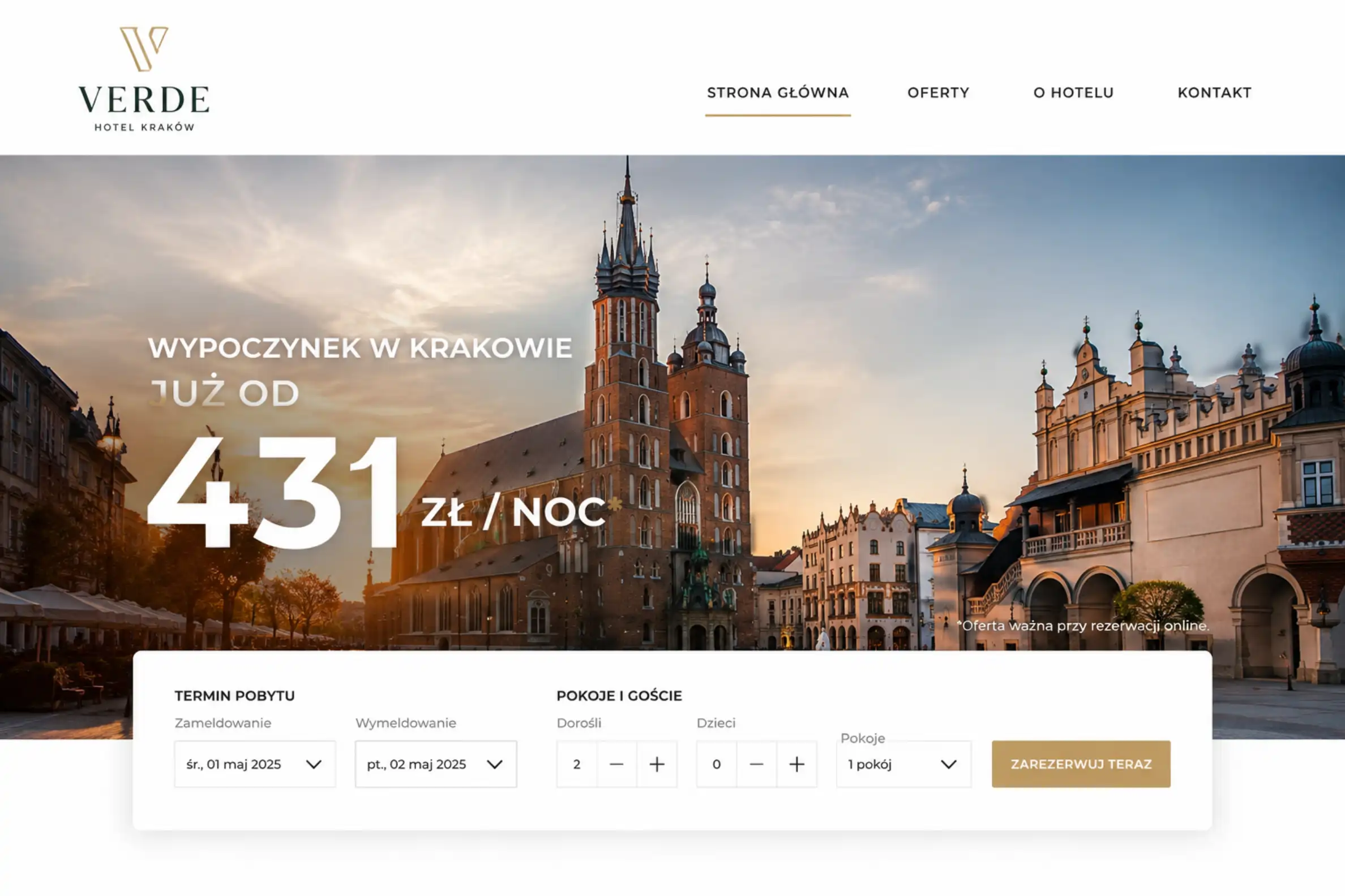 Strona hotelu — galeria pokoi, rezerwacje online, opinie gości i mapa Google