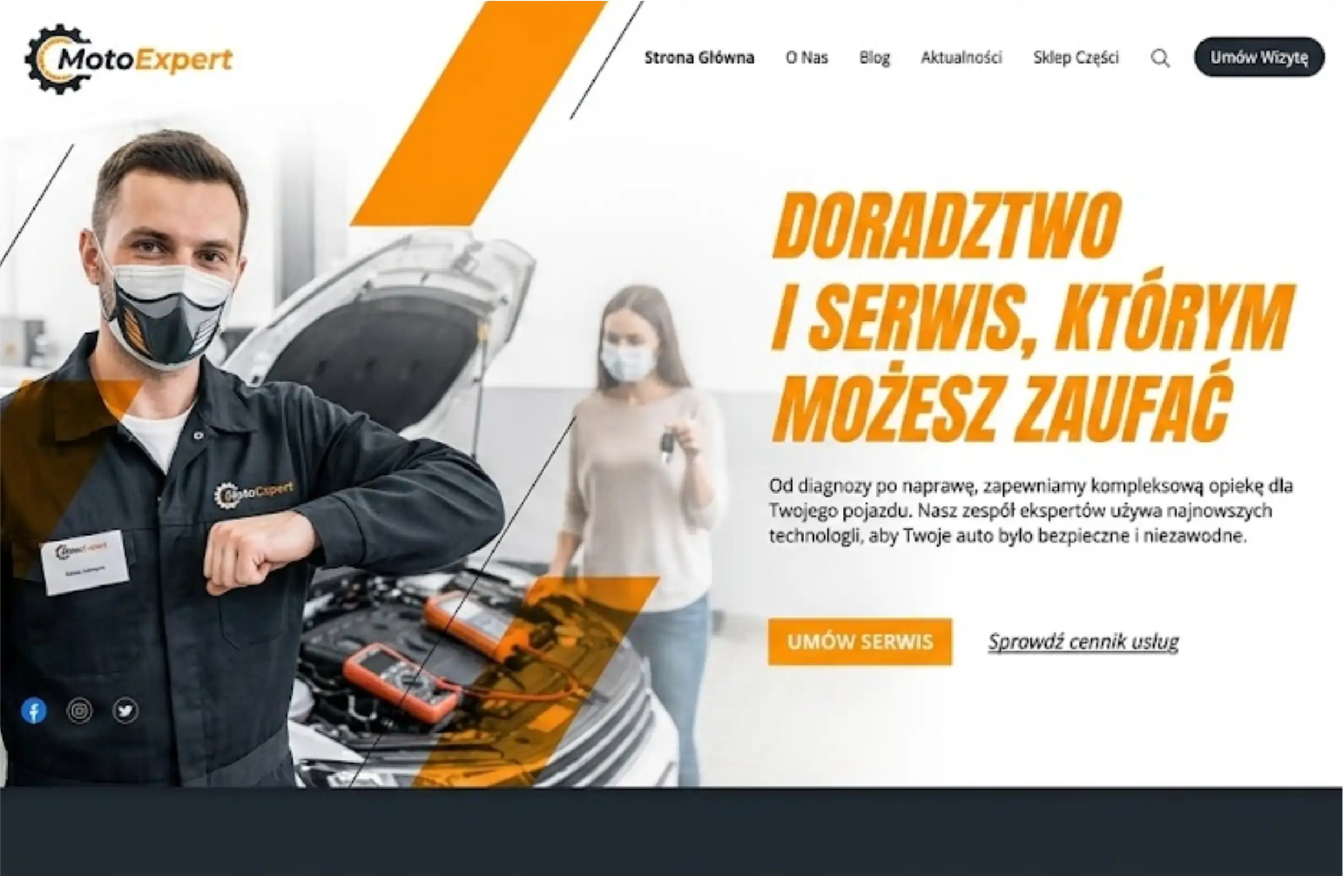 Strona dla mechanika — widok panelu SEO Grow